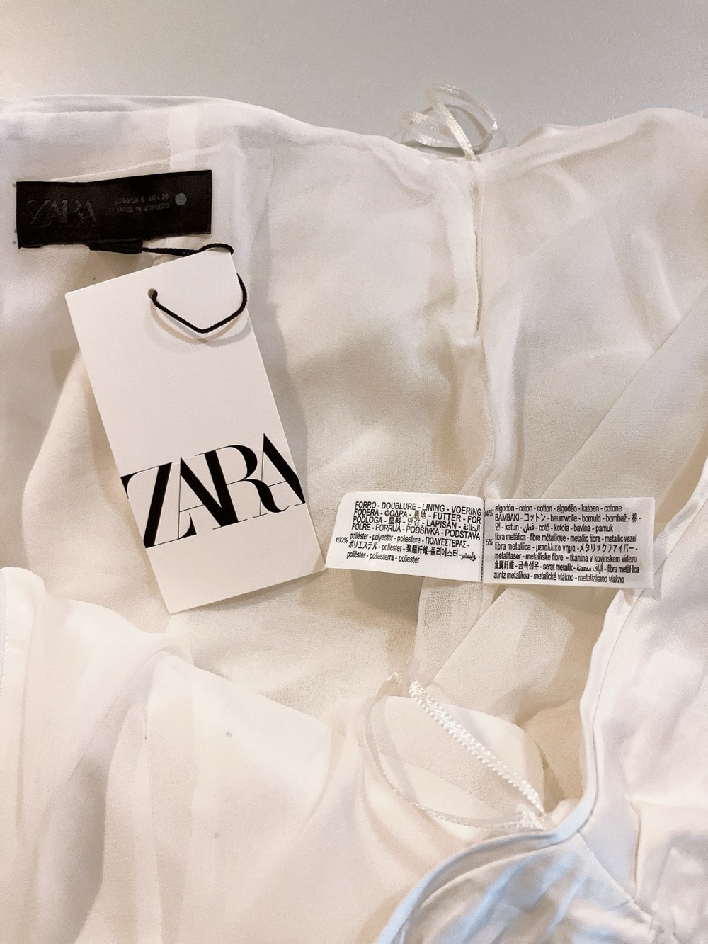 ZARA Ivory Poplin Textured Tube Top Blouse Strapless Small wedding summer - Picture 7 of 8